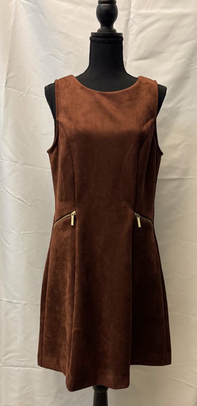 Ann Taylor NWT Sz 12 Faux Suede Sleeveless A-line Midi Dress Minimalist Chic